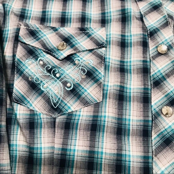 Rough Stock light blue shirt  Panhandle slim button down shirt size M western - Picture 3 of 8